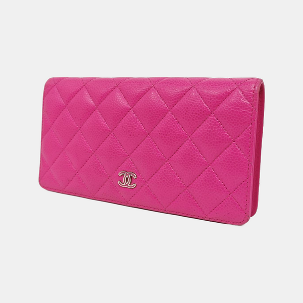 Quilted Grained Calfskin Wallet Pink