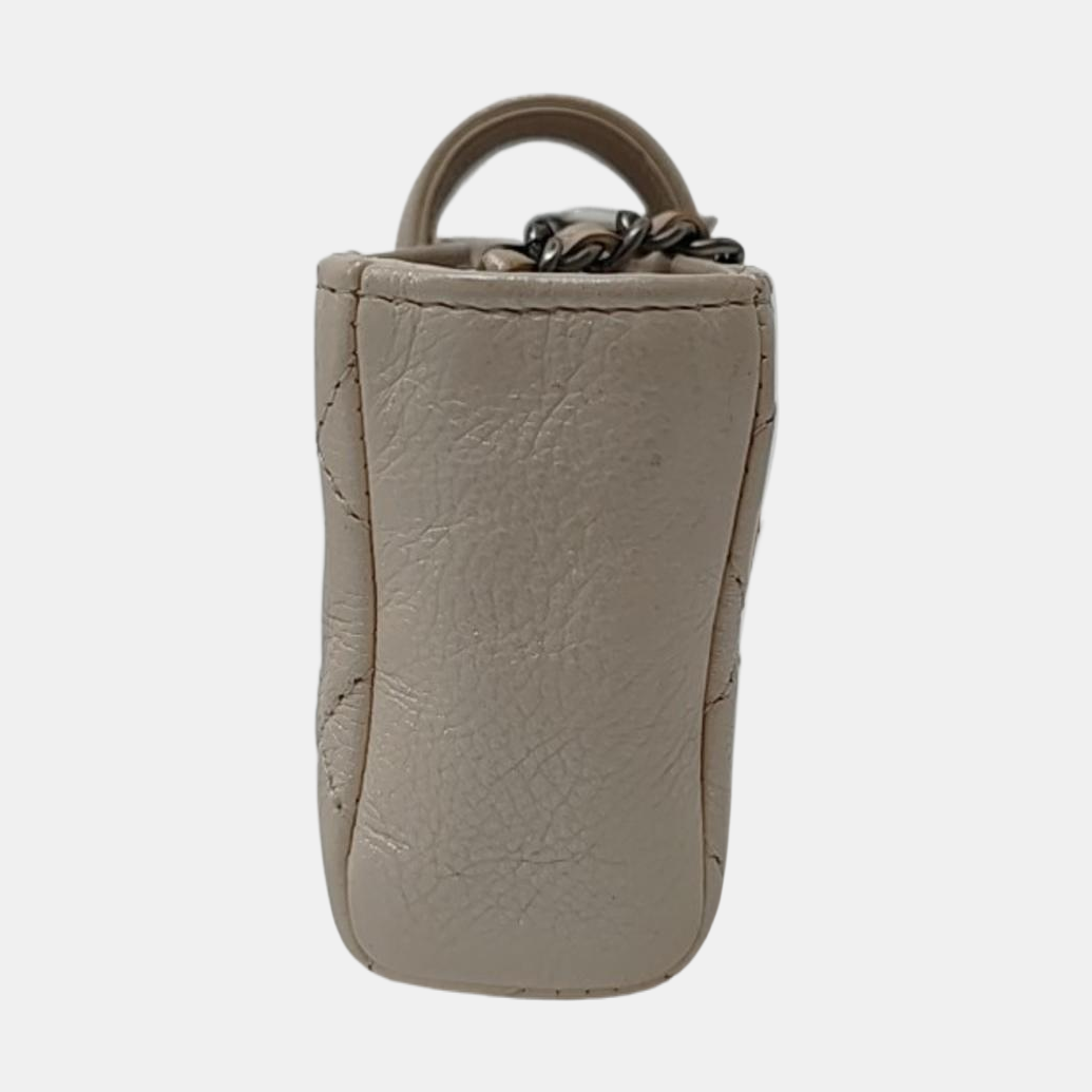 Mini Quilted Calfskin White
