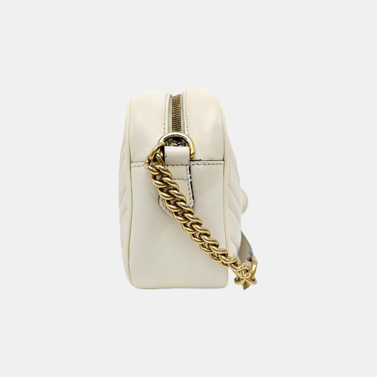 GG Marmont Small Quilted Calfskin White