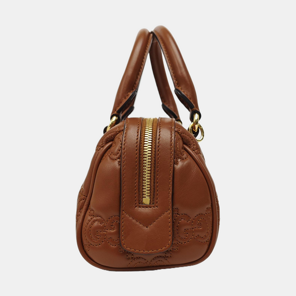 GG Matelassé Mini Quilted Calfskin Brown