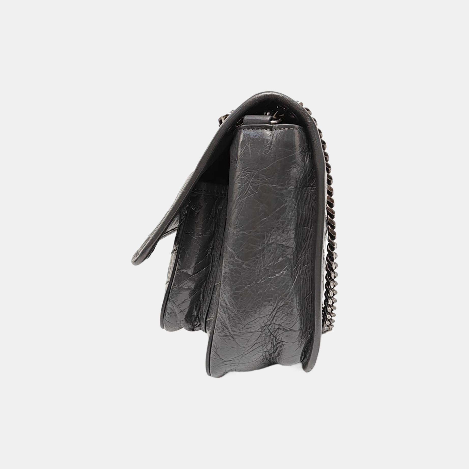 NIKI Medium Chevron Calfskin Gray
