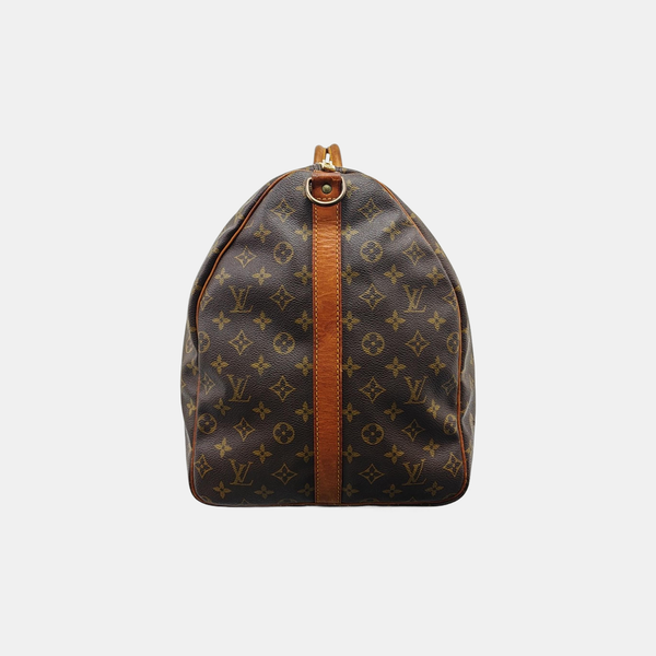 KEEPALL 60 Monogram Coated Canvas Brown