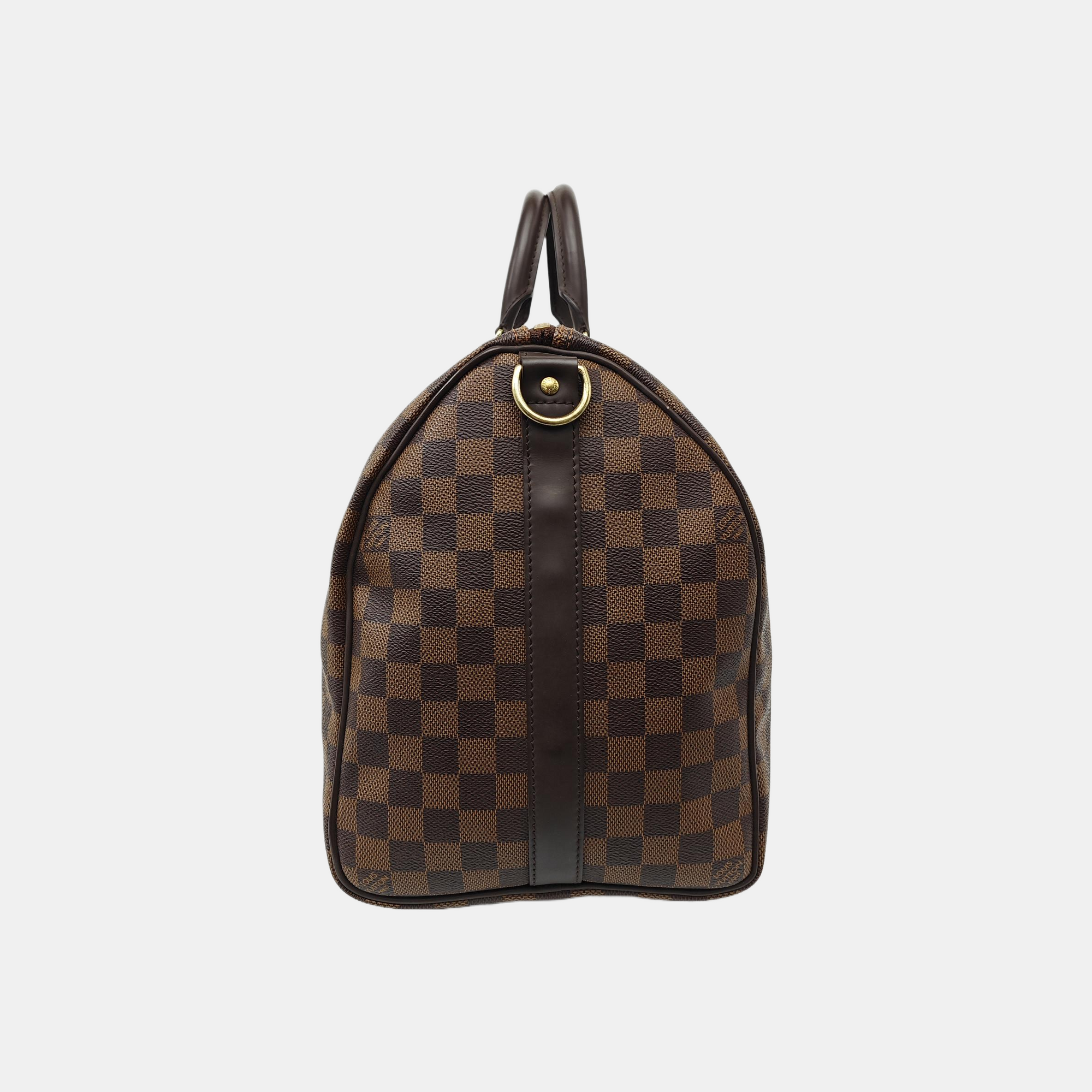 KEEPALL 45 Damier Ebene Coated Canvas Brown