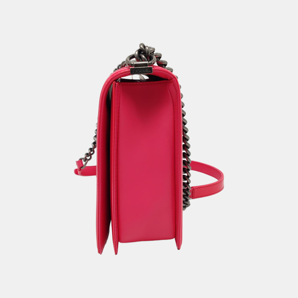 BOY CHANEL Maxi Quilted Patent Leather Red