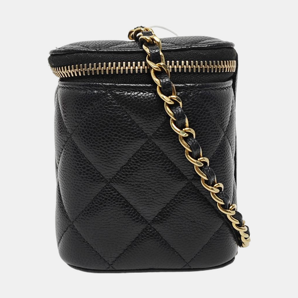 VANITY CASE Small Quilted Grained Calfskin Black