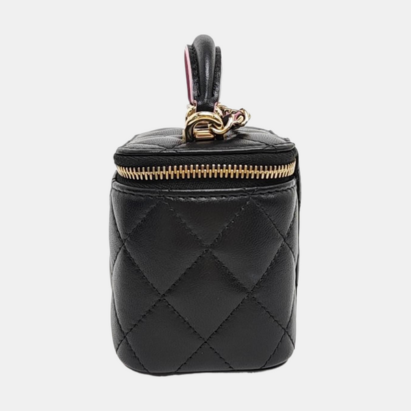 VANITY CASE Mini Quilted Lambskin Black