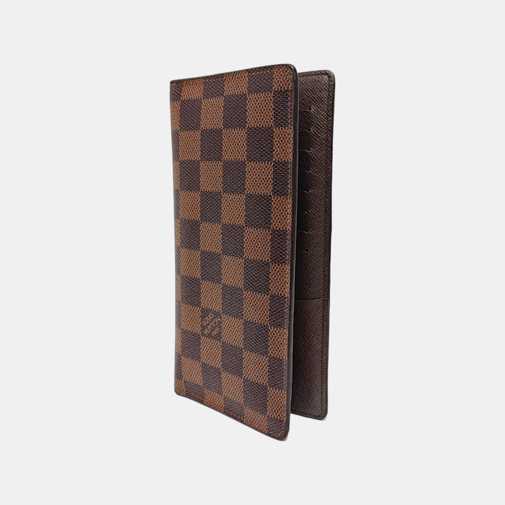 BRAZZA Damier Ebene Coated Canvas Brown Wallet