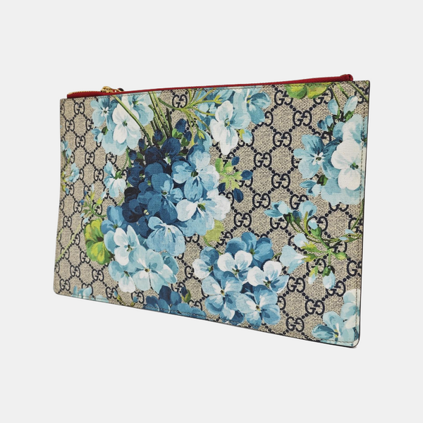 Monogram Coated Canvas Clutch Blue