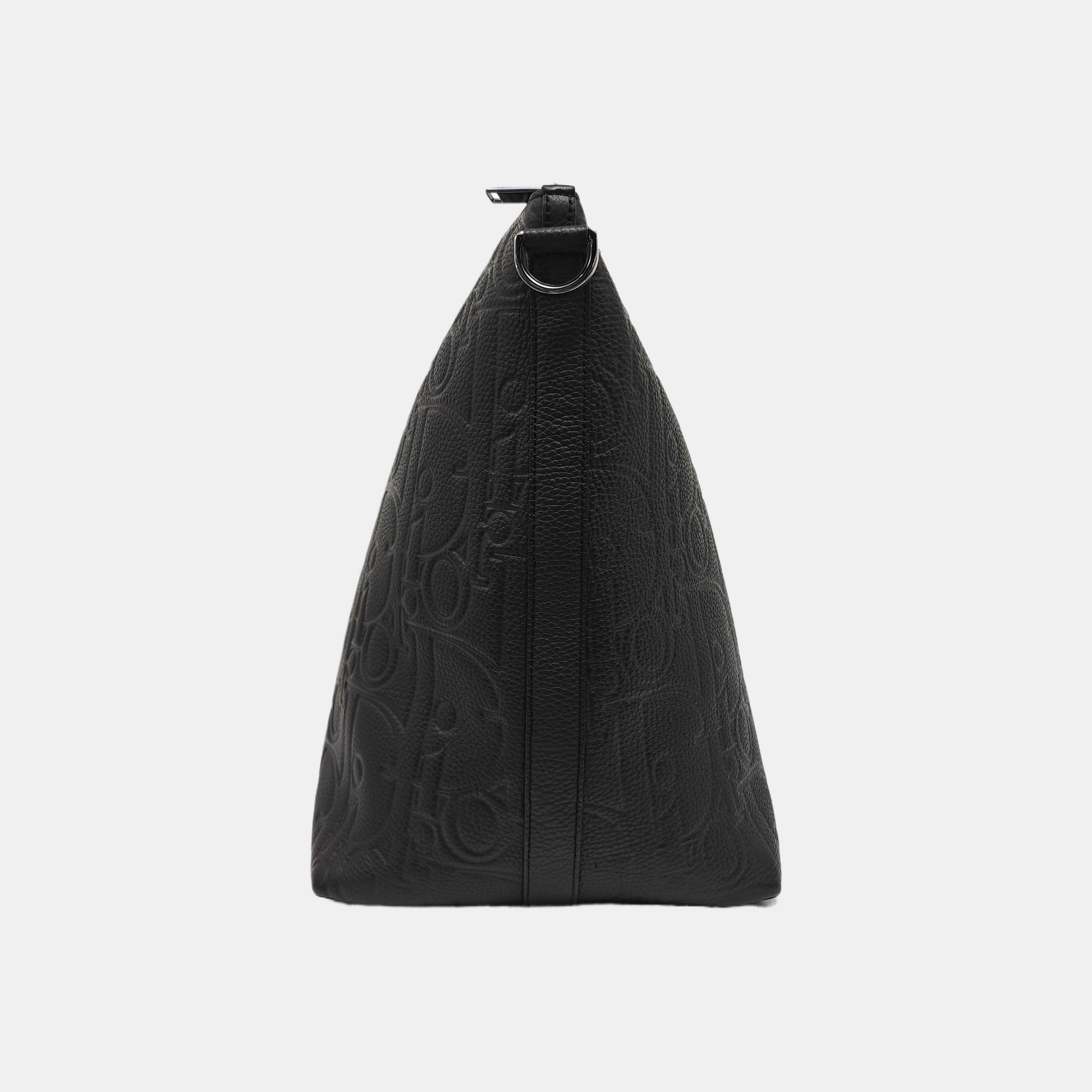 Oblique Calfskin Top Handle Bag Black