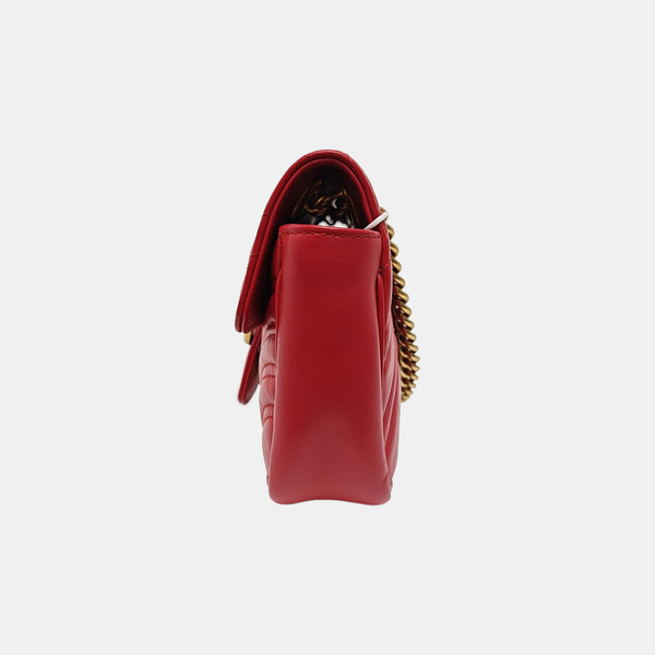 GG Marmont Small Quilted Calfskin Red