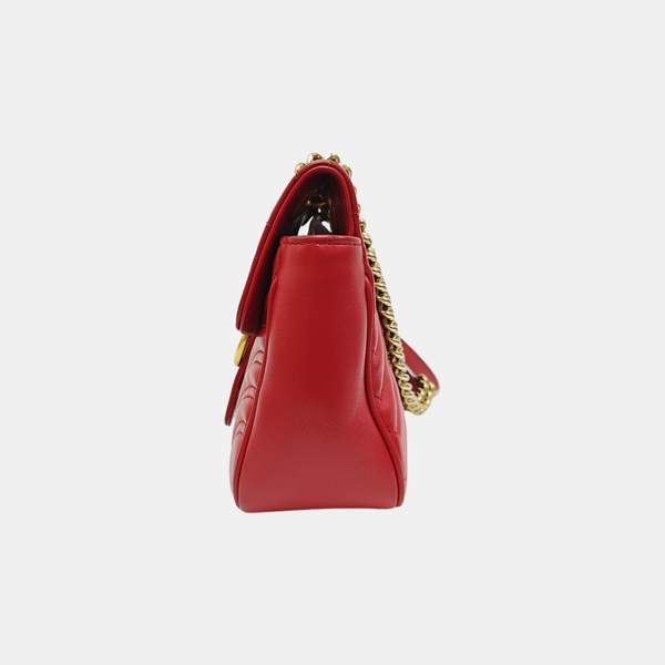 GG Marmont Medium Quilted Calfskin Red