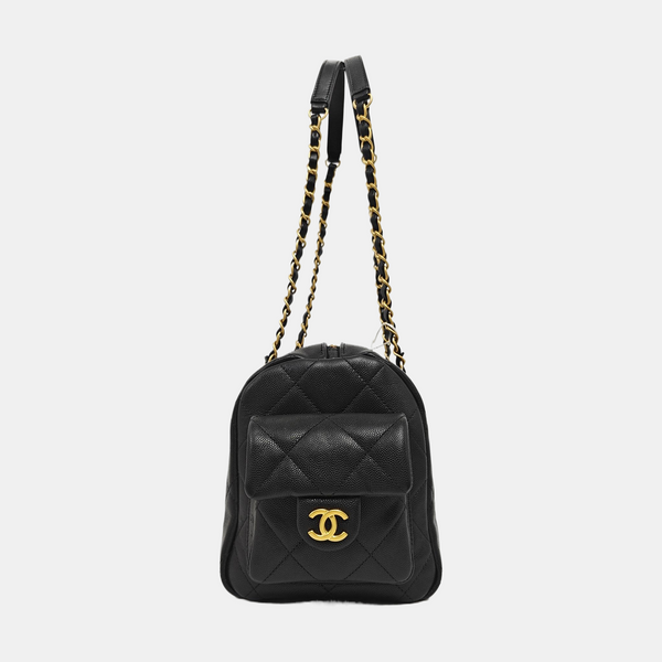 Grained Calfskin Shoulder Bag Black