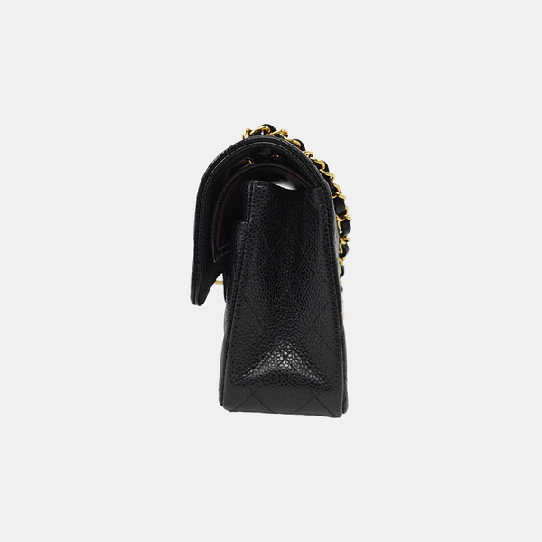CLASSIC FLAP Small Quilted Grained Calfskin Black