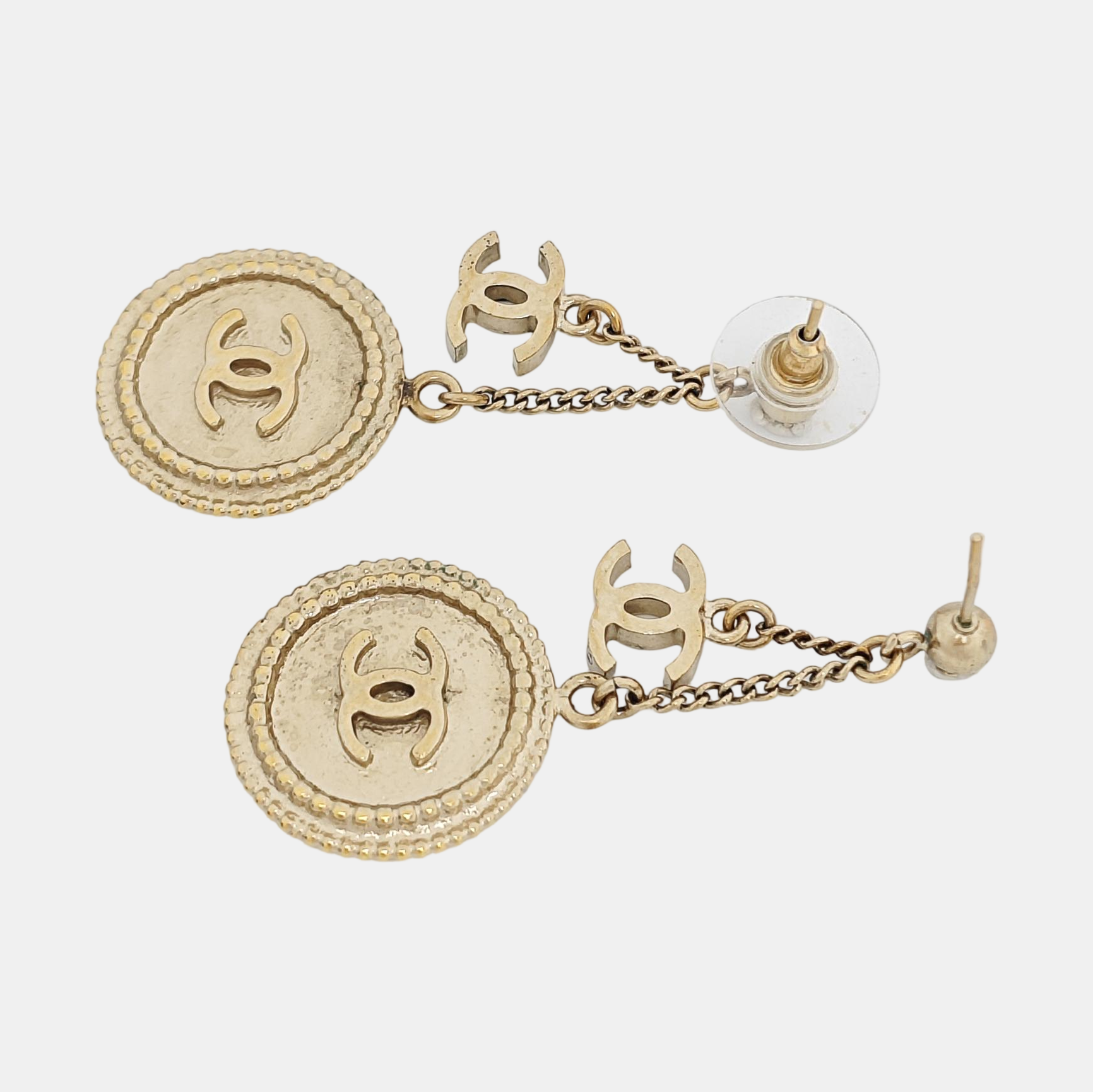 CC Logo Metal Gold Stud Earrings