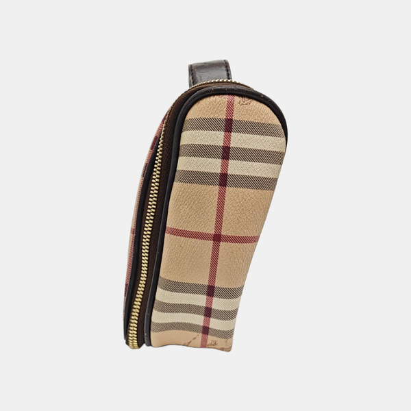 Bolso de lona revestida con asa superior beige