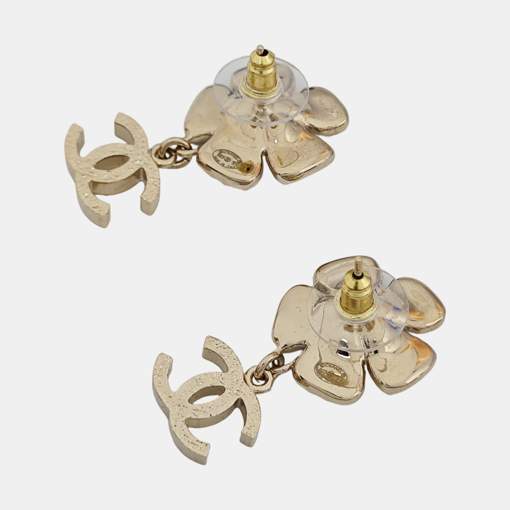 CC Logo Metal Gold Stud Earrings