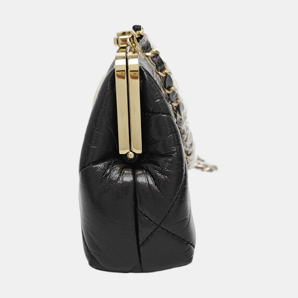 Quilted Calfskin Shoulder Bag Black