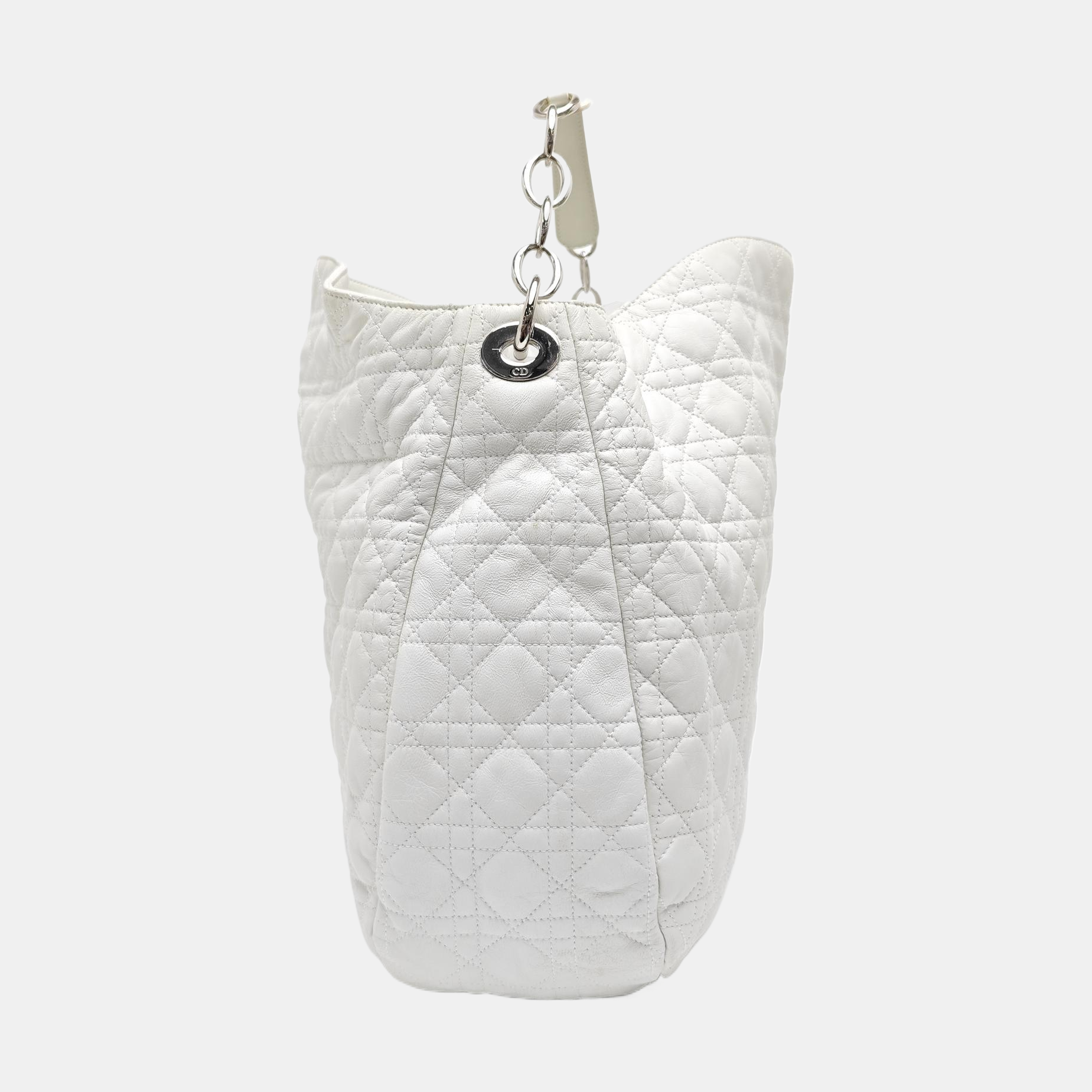 Cannage Lambskin Top Handle Bag White
