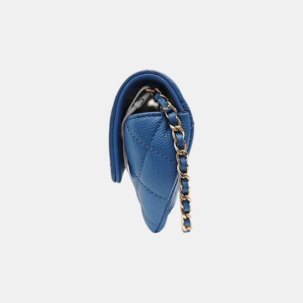 Quilted Grained Calfskin Shoulder Bag Blue