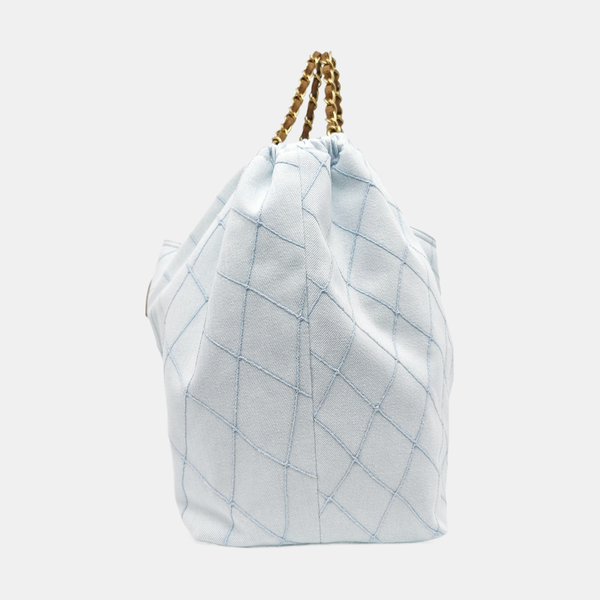 Quilted Denim Shoulder Bag Blue