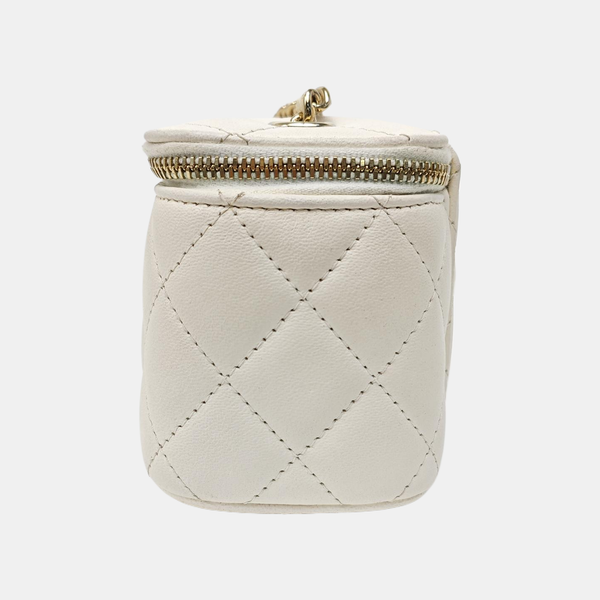 VANITY CASE Small Quilted Lambskin White