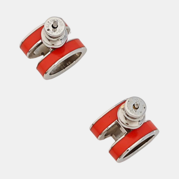 Pop H Metal Silver Stud Earrings