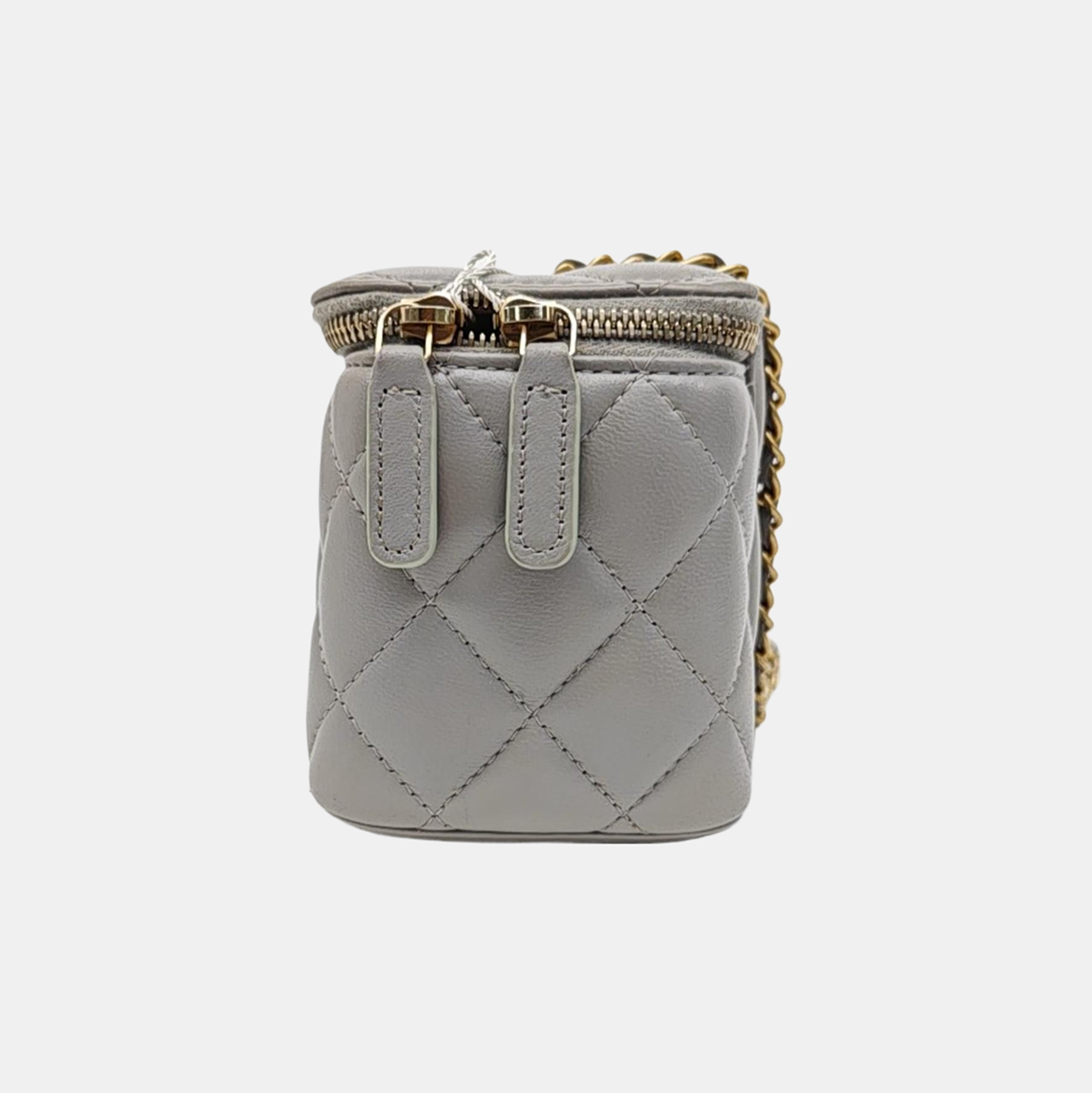 VANITY CASE Small Quilted Lambskin Gray