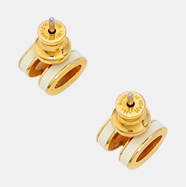 Pop H Metal Gold Stud Earrings