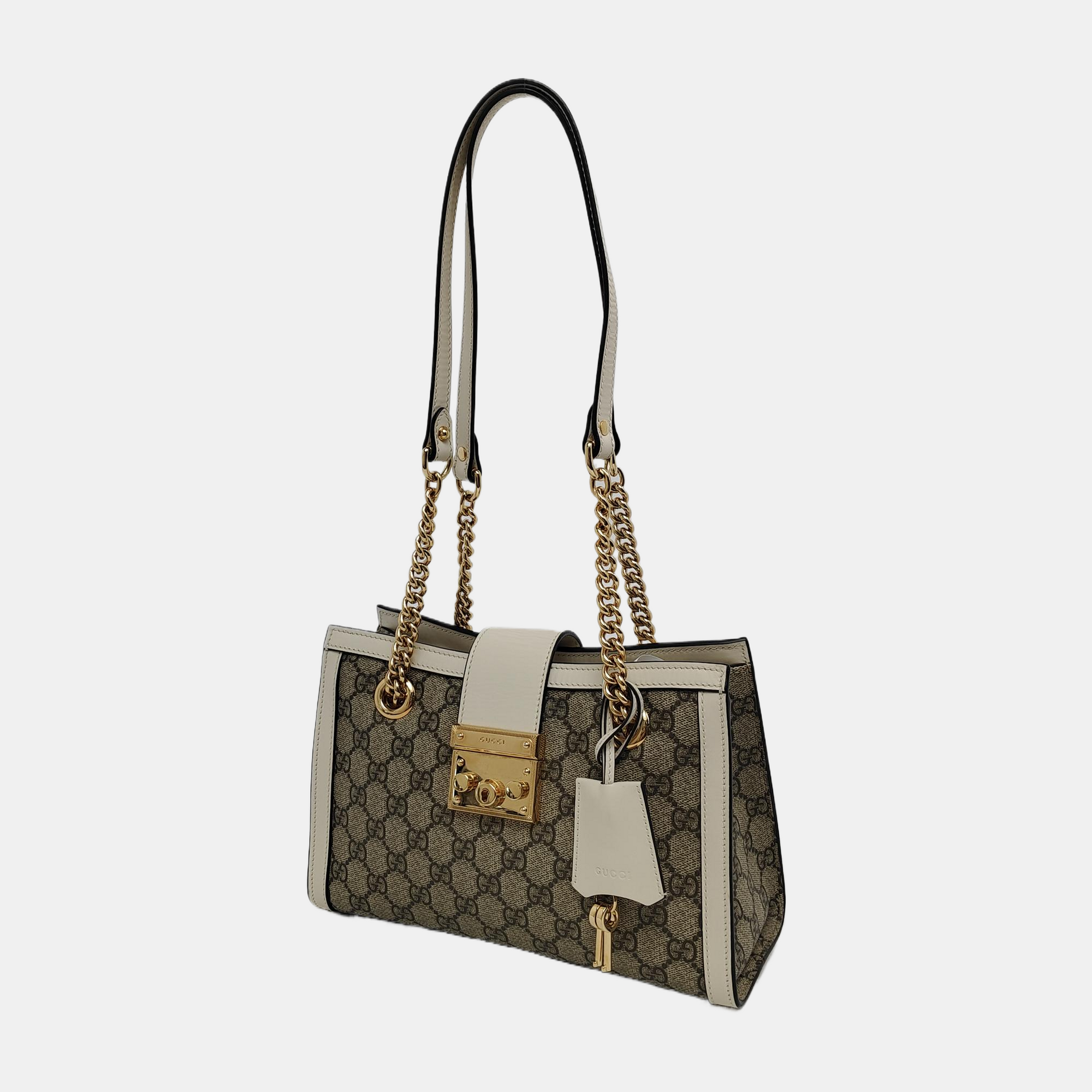Padlock Small Monogram Coated Canvas Beige