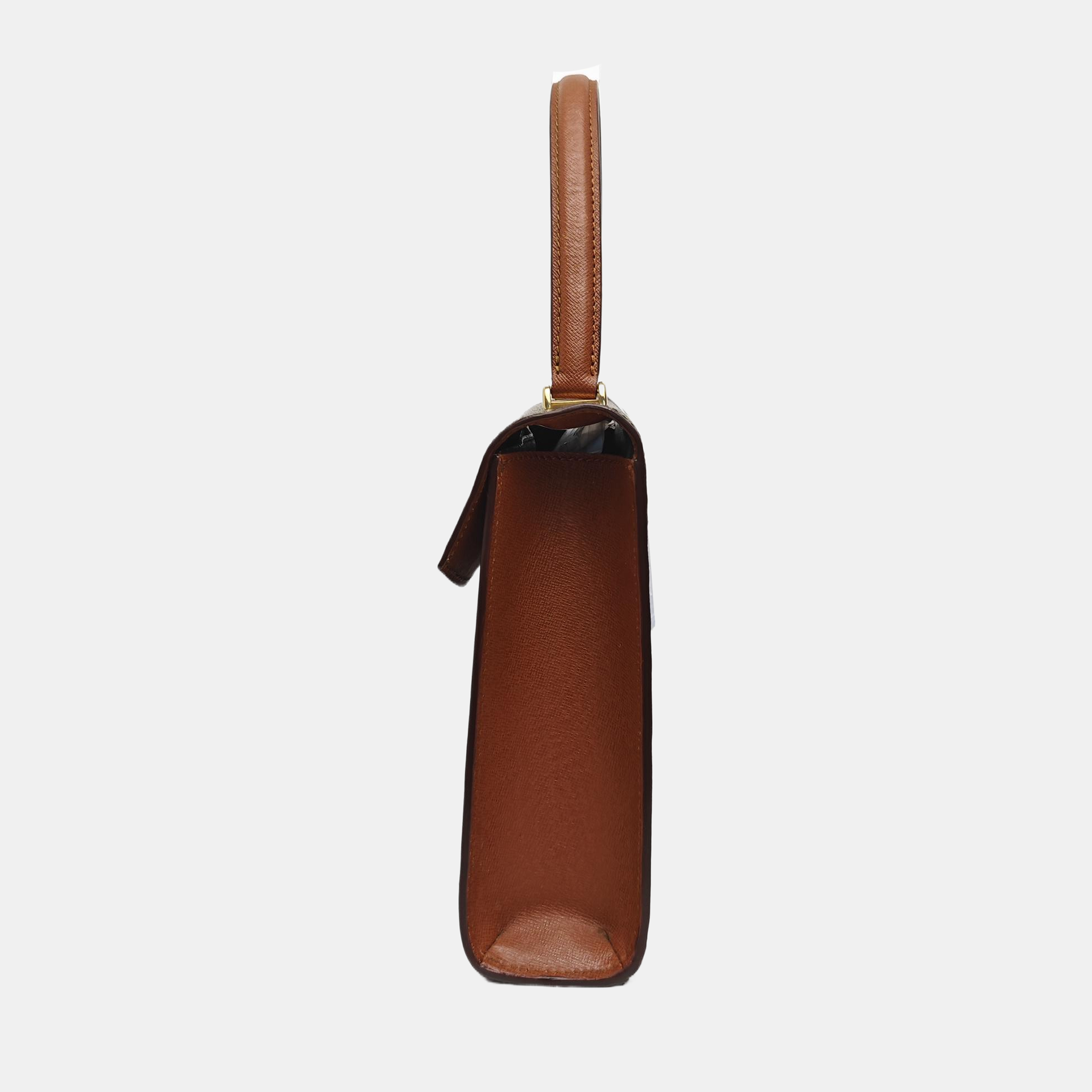 Coated Canvas Top Handle Bag Brown