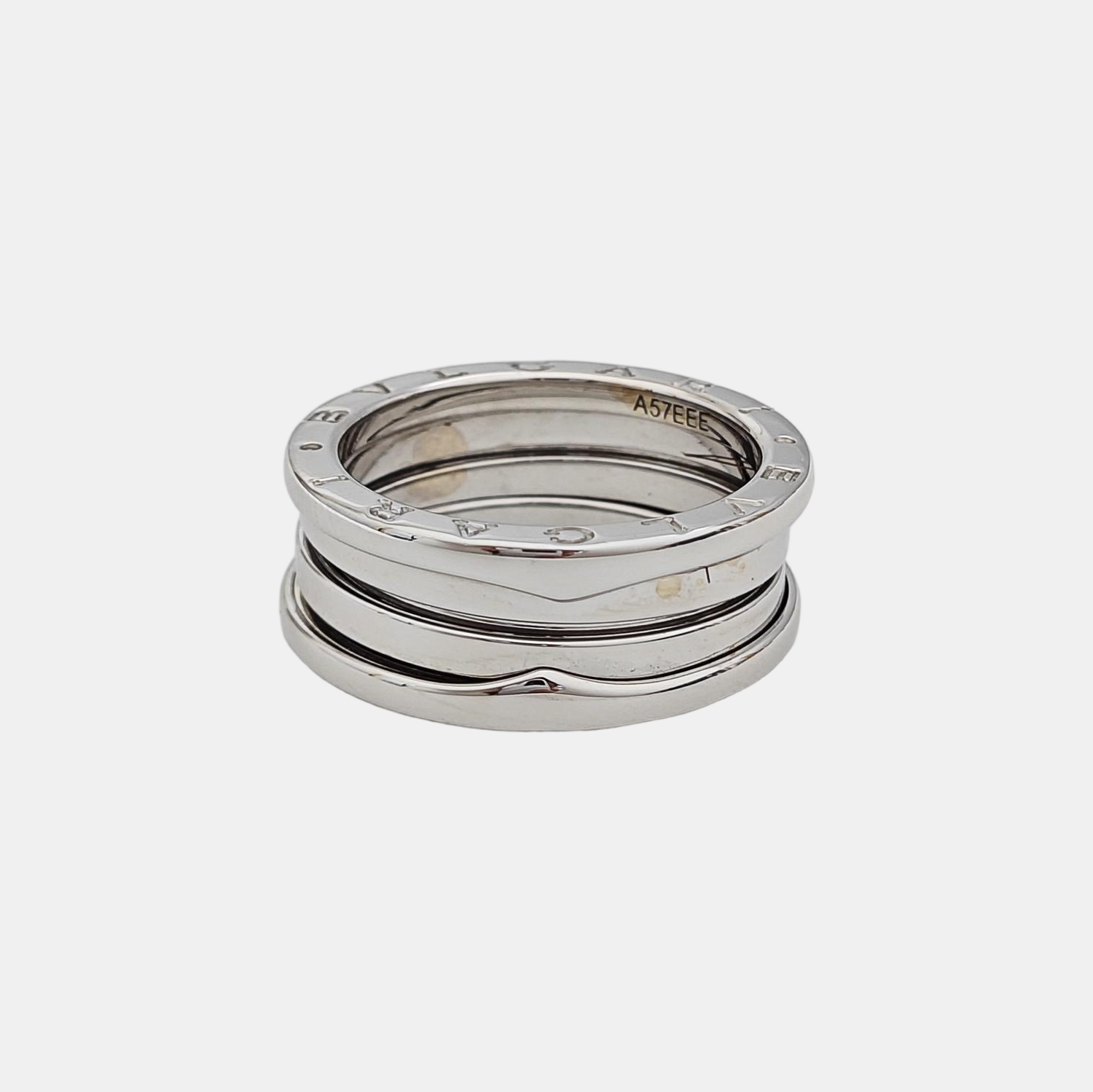 B.ZERO1 18k White Gold Silver Ring EU 58