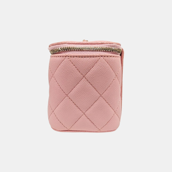 VANITY CASE Small Quilted Grained Calfskin Pink