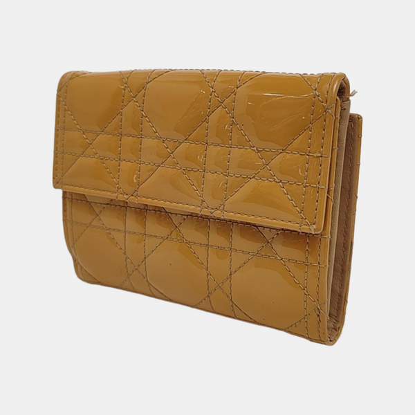 Cannage Patent Leather Clutch Yellow