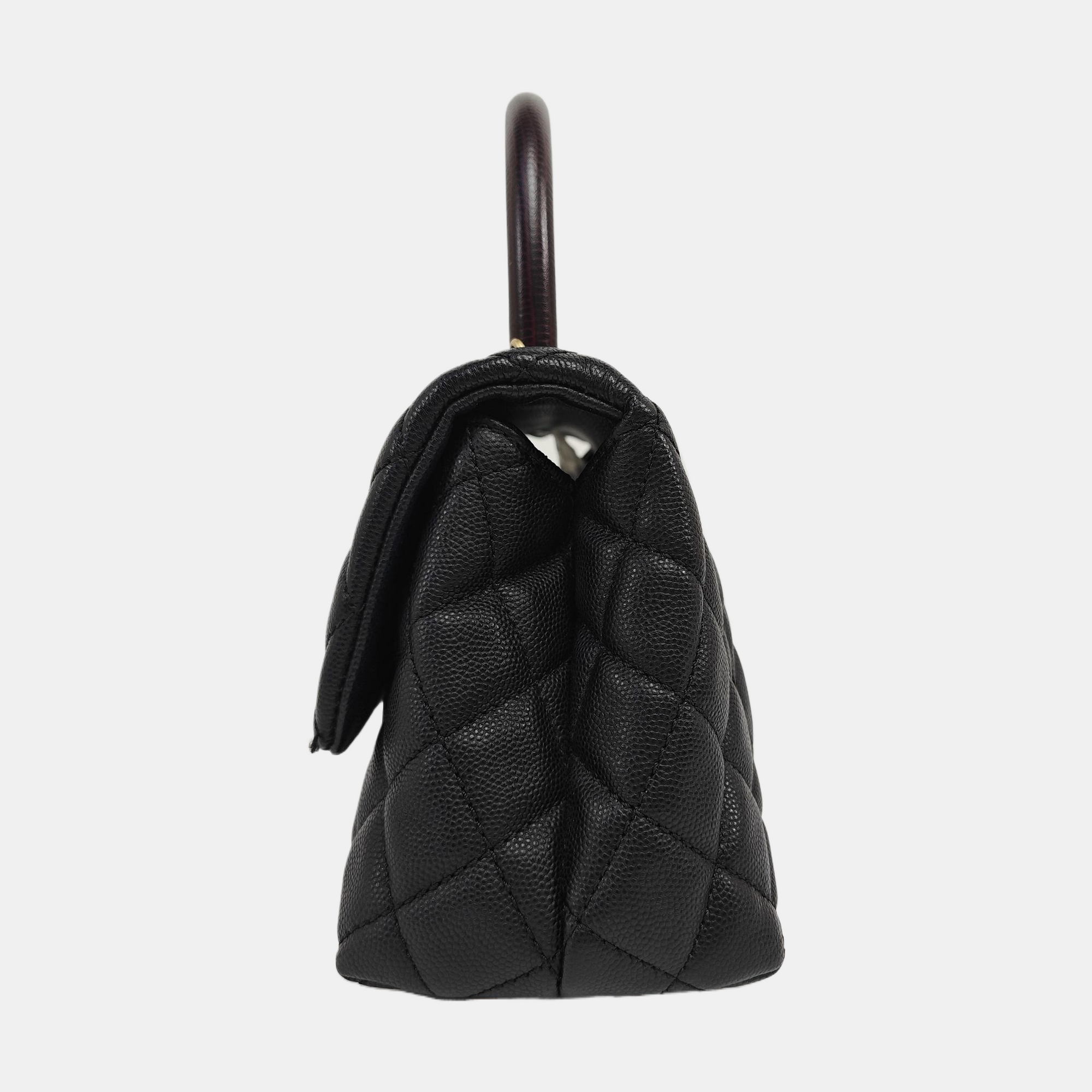 COCO HANDLE Small Quilted Grained Calfskin Black