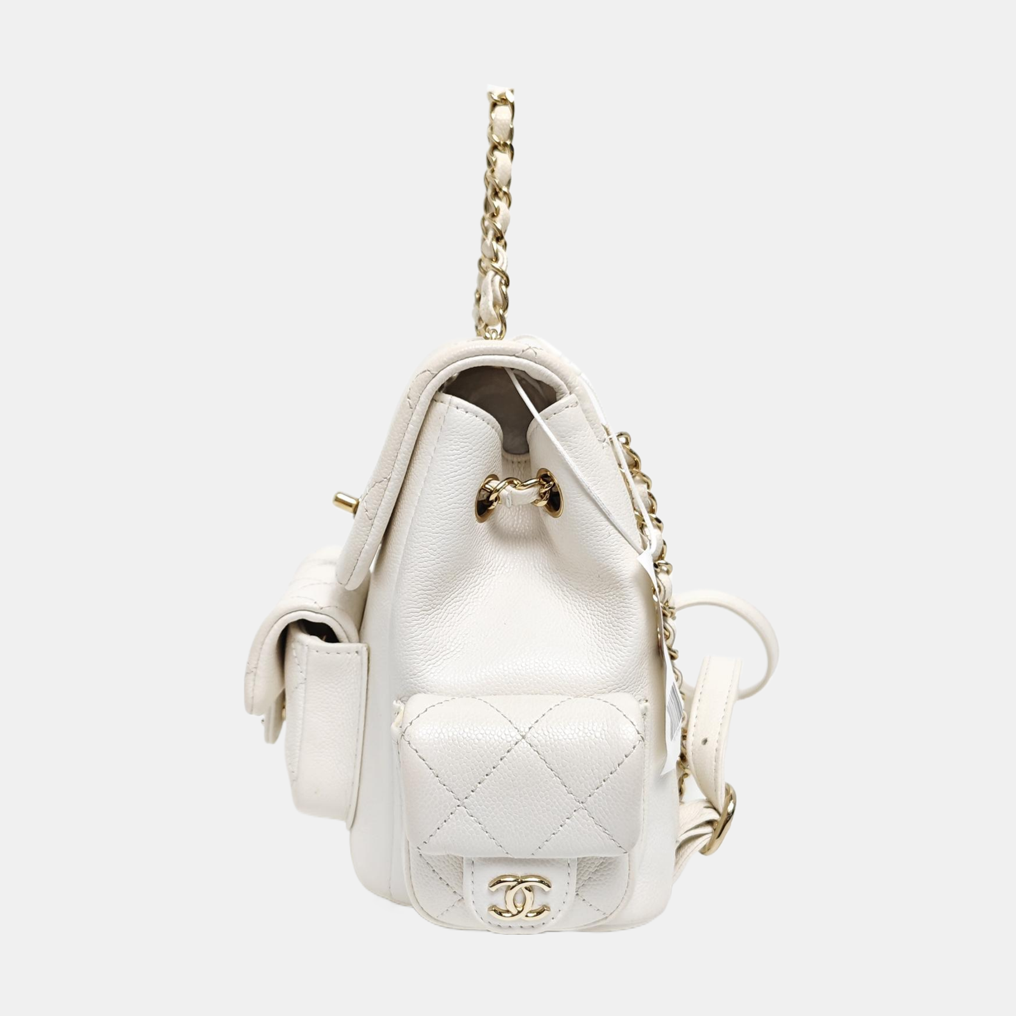 Quilted Grained Calfskin Small White