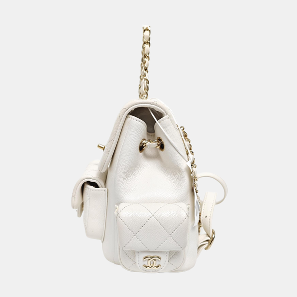 Quilted Grained Calfskin Small White