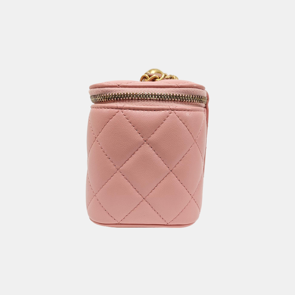 VANITY CASE Small Quilted Lambskin Pink