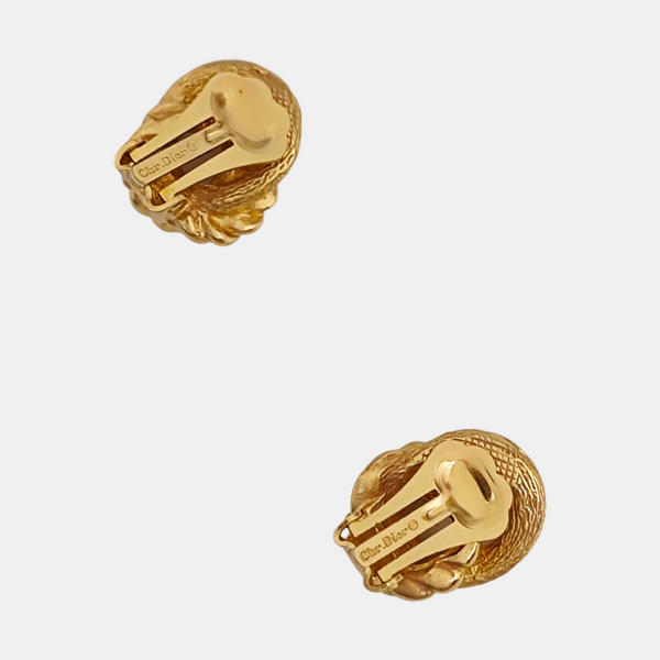 Twist Round Metal Gold Clip On Earrings