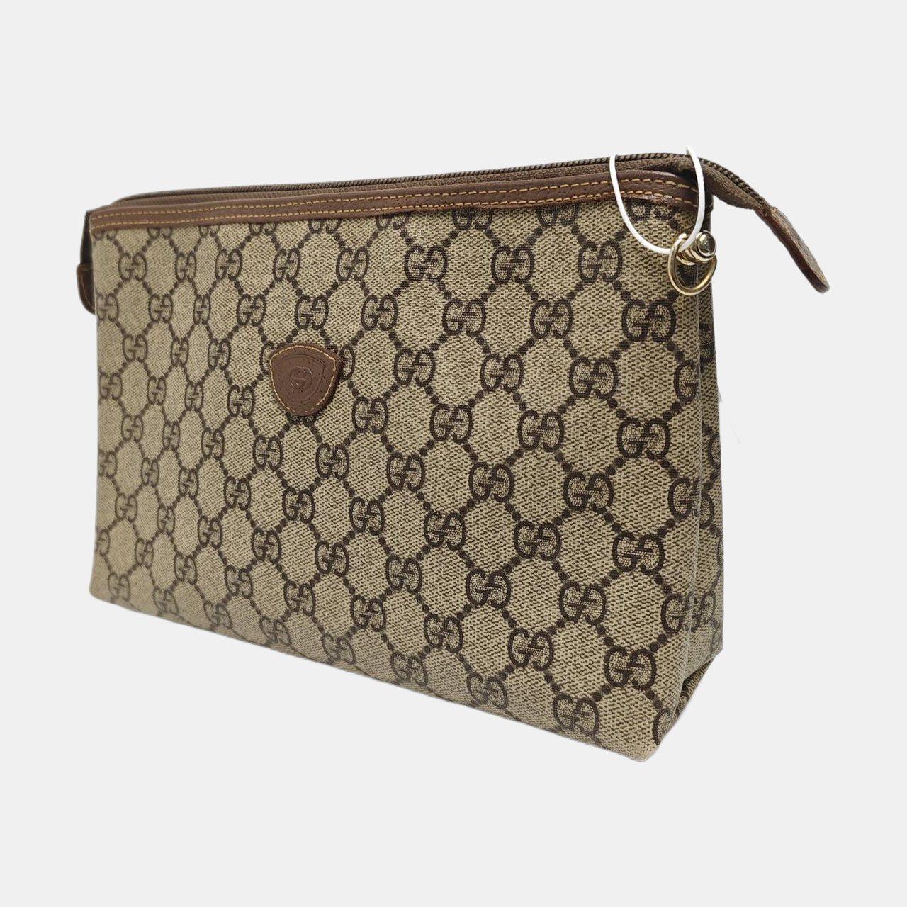 Monogram Coated Canvas Clutch Beige