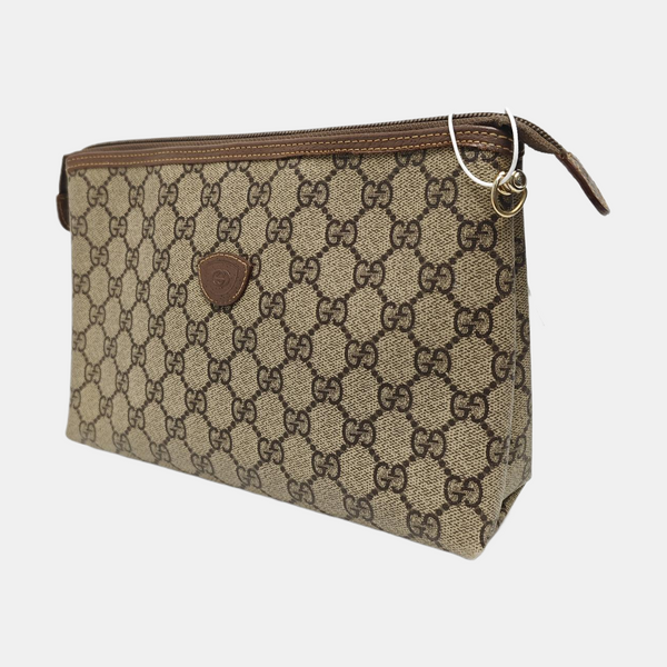 Monogram Coated Canvas Clutch Beige