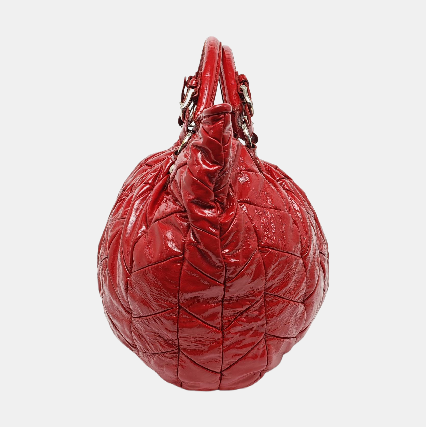 Quilted Patent Leather Shoulder Bag Red