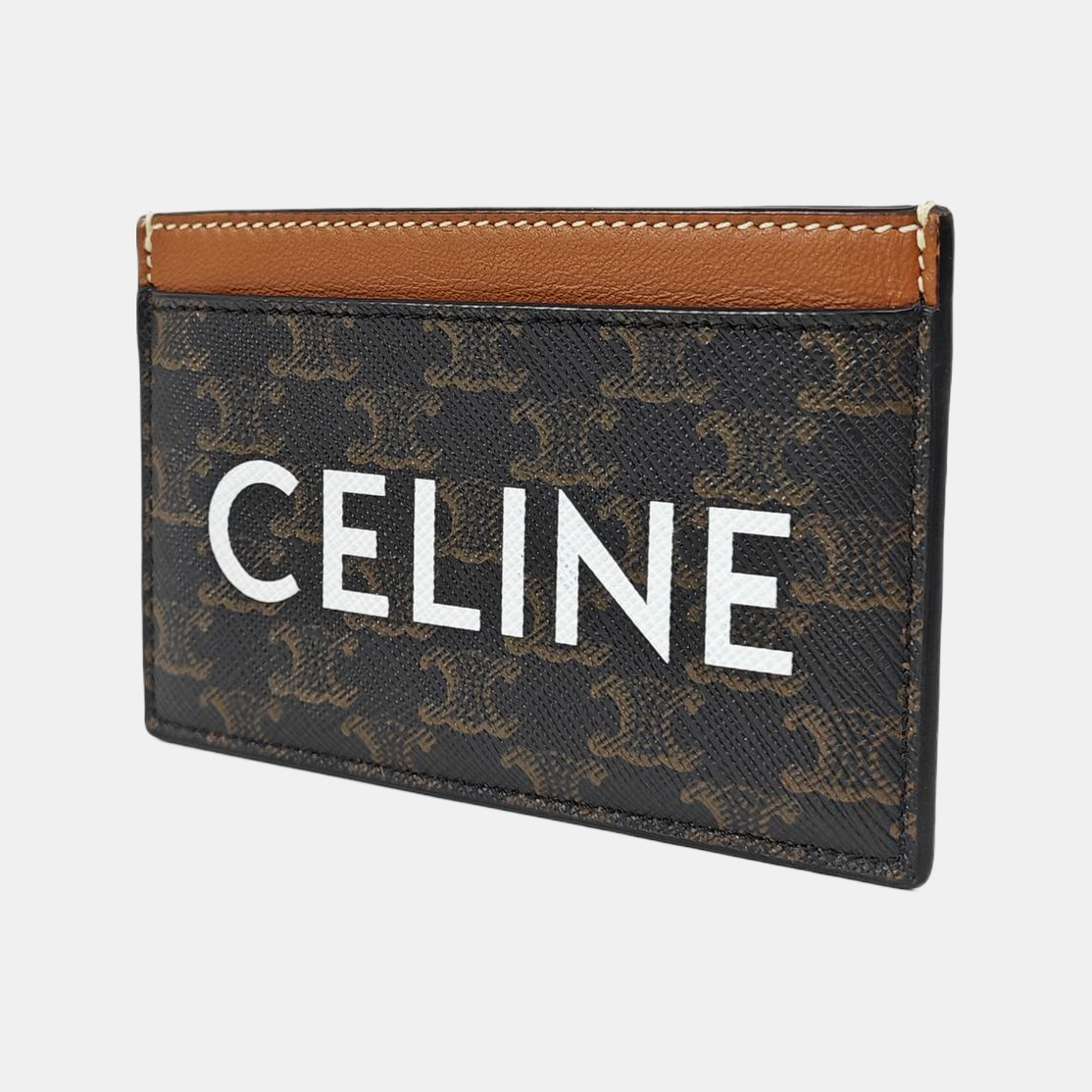 Coated Canvas Card Holder Brown