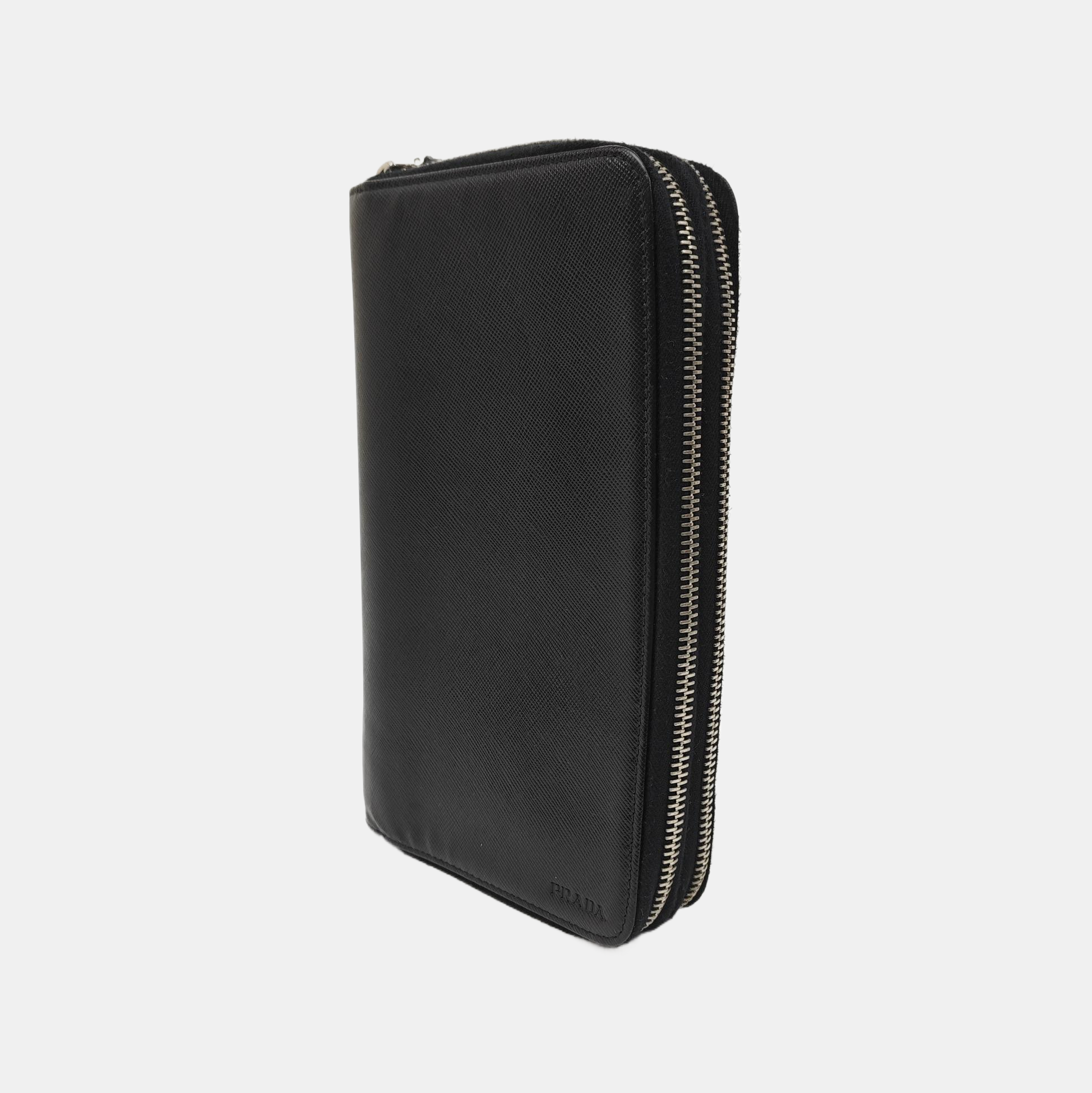 Saffiano Calfskin Clutch Black