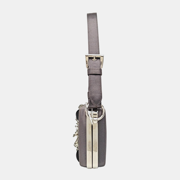 Silk Satin Top Handle Bag Gray