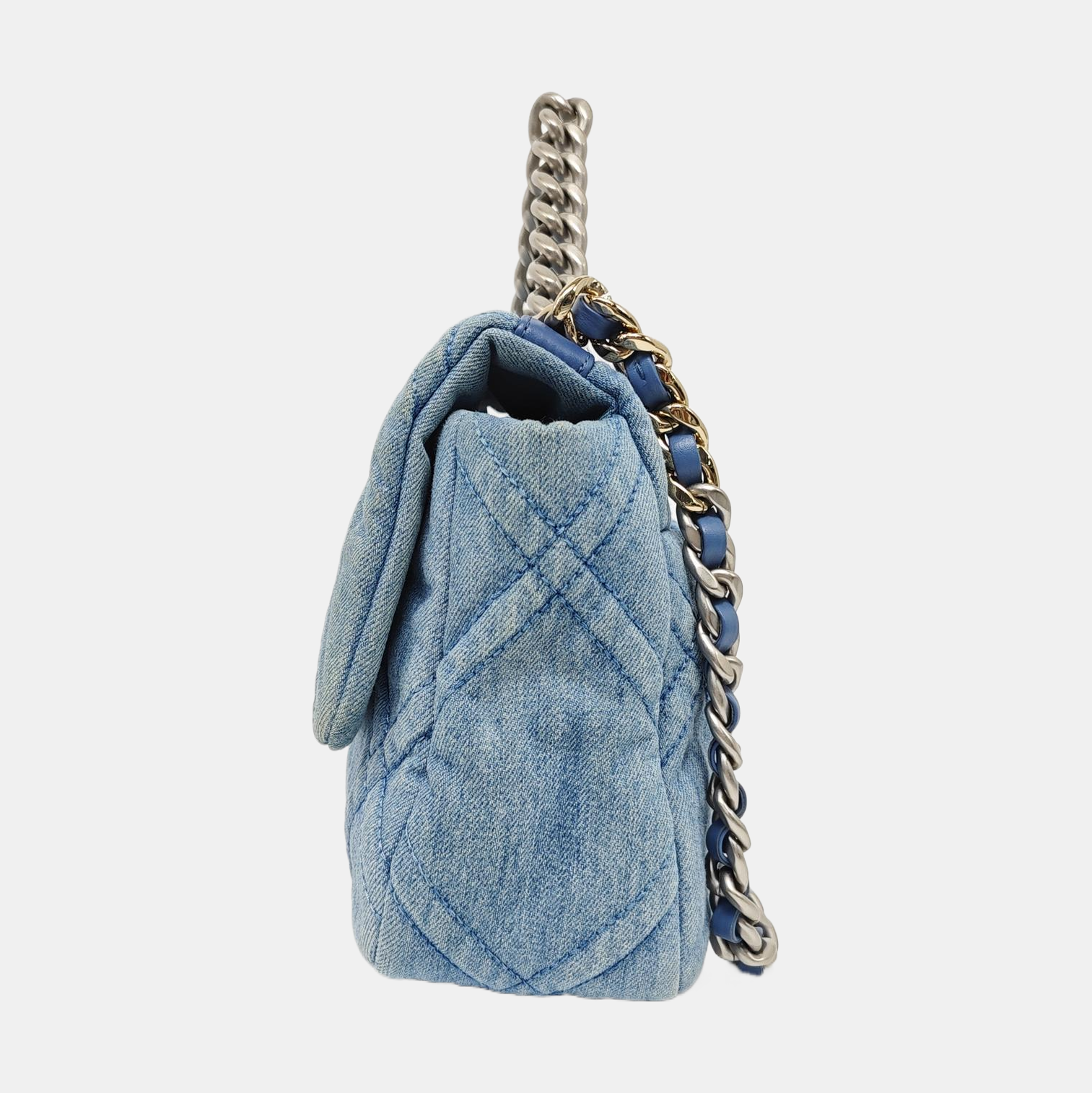 CHANEL 19 Small Quilted Canvas Blue