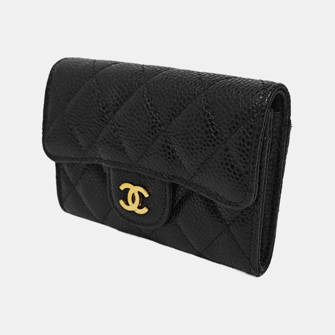 Authenticated pre-owned  CLASSIC FLAP Quilted Grained Calfskin Black Wallet - Wallet at Looply