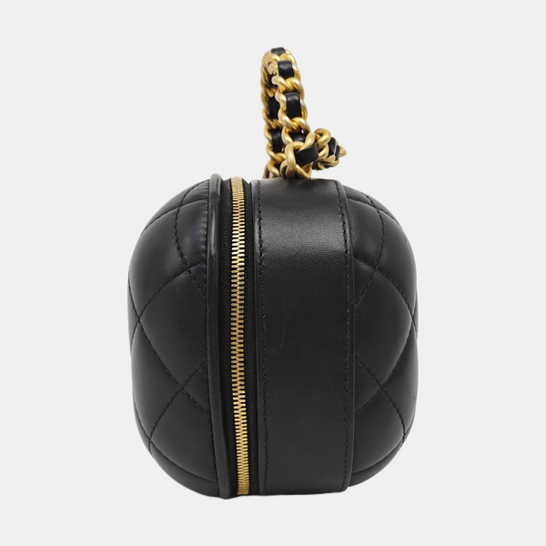 Quilted Lambskin Shoulder Bag Black