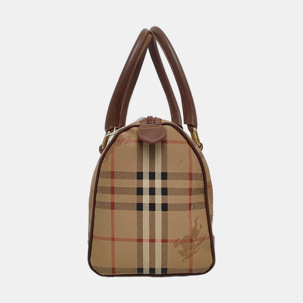 Coated Canvas Top Handle Bag Beige