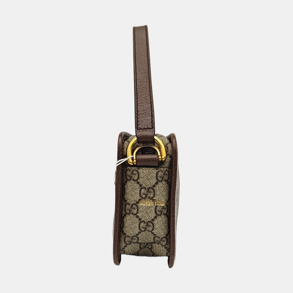 Ophidia Small Monogram Coated Canvas Beige