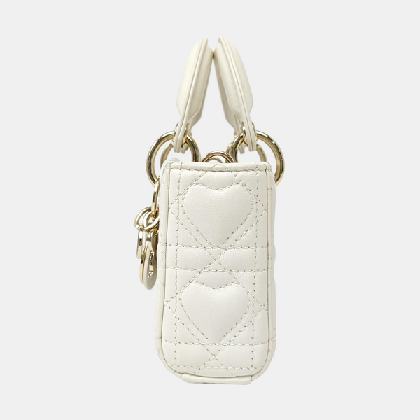 Lady D-Joy Super Mini Cannage Lambskin White